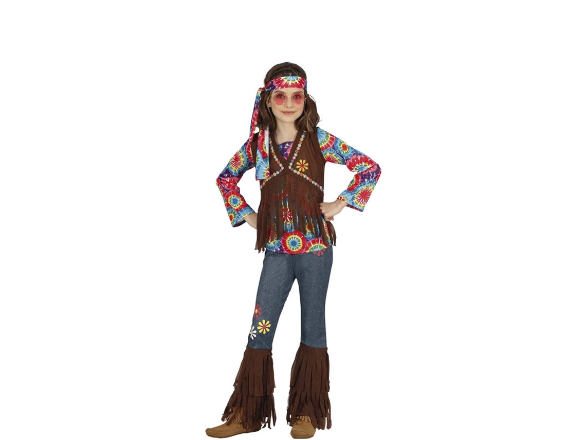 Disfraz de Niña GUIRCA Hippie con Chaleco Marrón  (5 - 6 años)