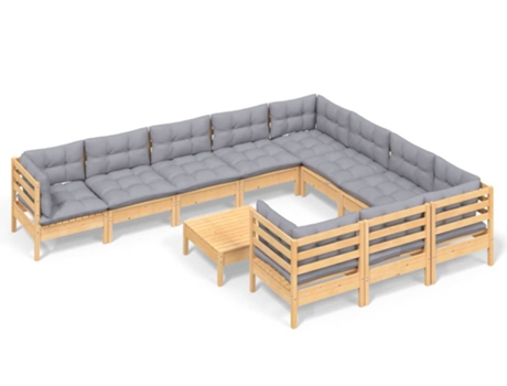 Conjunto 11 de muebles de jardín VIDAXL y cojines madera de pino