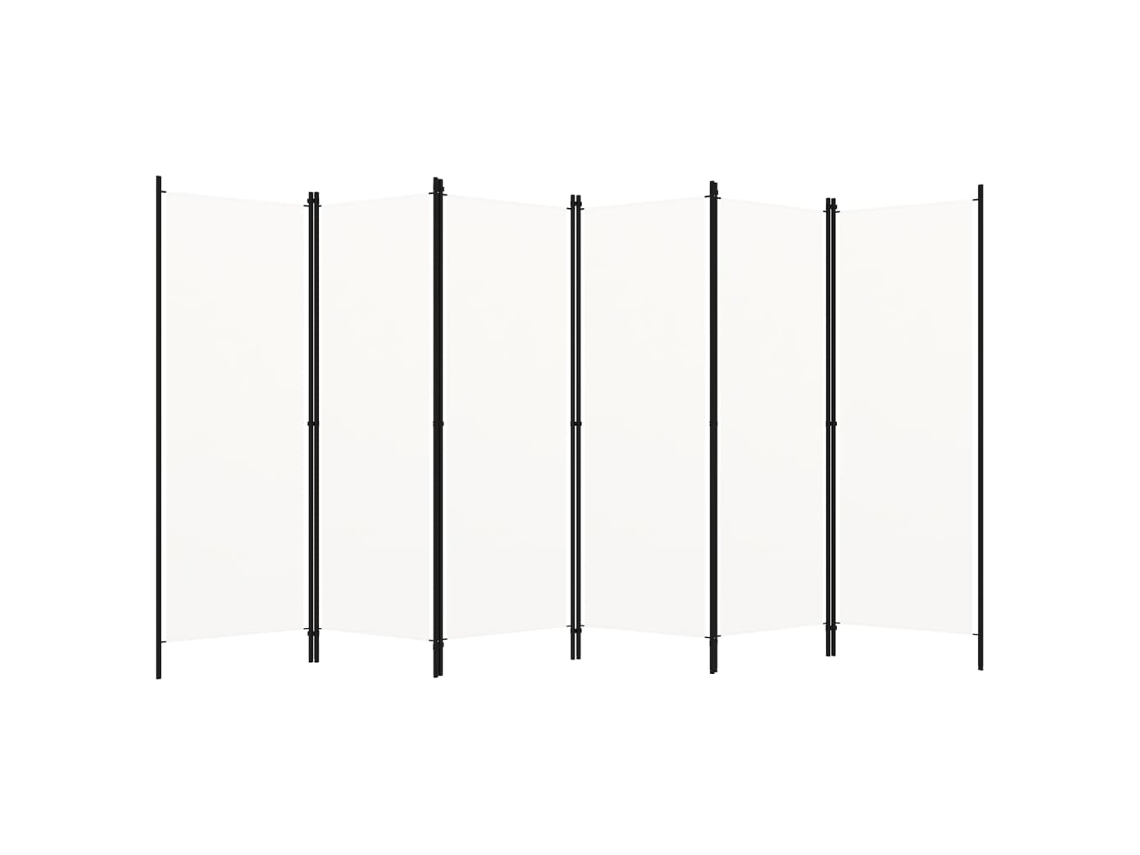 Biombo divisor de ambientes, 6 paneles, 300 x 180 cm, tela blanca y planchado, Dec031047