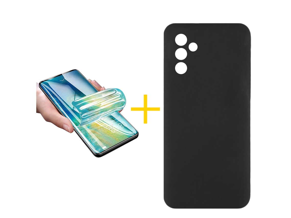 Pack 1 X Película de Vidrio Templado Hidrogel + Funda ACCETEL para Samsung Galaxy A26 5G Silicona Líquida Negro