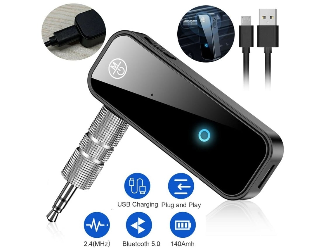 Adaptador De Receptor De Áudio Bluetooth Aux Mm Para Veículo Preto. Adaptador/hub Eficiente Con Alta Velocidad, Ideal Para Hogar,