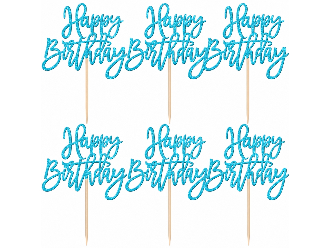 Topper POLSKI em Cartolina com Brilho Azul 30 Un 7,5 X 12,5 Cm para Cupcakes e Sobremesas de Aniversário