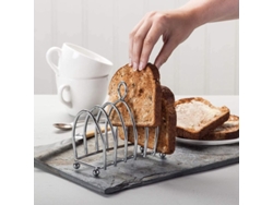 Portarrollo De Pan Para Tostadas Acero Inoxidable Con Patas Y Asa De Cinta 6 Rebanadas