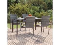 Juego de comedor de jardín de 5 piezas DKD Home Decor en mimbre gris