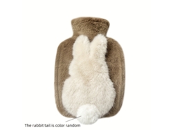 Adorable Bolsa De Agua Caliente De Pvc Con Forma De Cola De Conejo, Calentador De Manos De Felpa Gruesa, Funciona Con Corriente Eléctrica. E