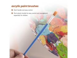 100 Pinceles Planos Pequeños, Pinceles De Nylon Para Acrílico, Óleo Y Acuarela, Mango Corto Para Niños Y Estudiantes Azul