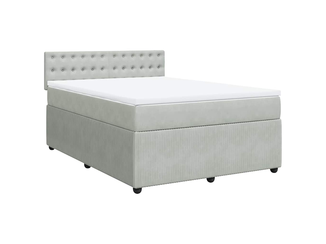 Maison Exclusive - Cama Box Spring Con Colchón Terciopelo Gris Claro 140x200 Cm