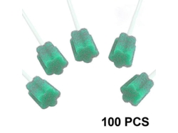 100 Hisopos De Algodón Desechables Para Uso Oral, Esponja, Sin Tratar, Verdes, Sin Látex.