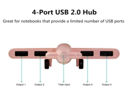 Hub USB multipuerto ligero y creativo con forma de avión para MacBook, Mac Pro y Mini, con 4 puertos USB 2.0, divisor rosa Bestvite