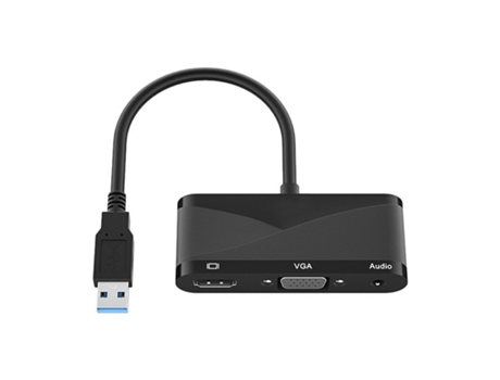 Adaptador 3 en 1 hub convertidor usb 3.0 a hd-mi-compatible vga 1080p hd adaptador compatible para windows7/8/10/11 / os proyector negro