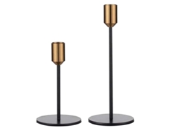 Juego de 2 portavelas de metal, diseño moderno y sencillo, negro antiguo, para el hogar y bodas.