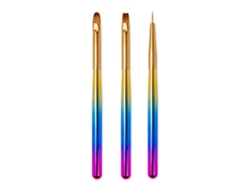 Rebe-3 Peças/conjunto De Pinceis Para Unhas Para Pintura Desenho Gravura Pincéis Lápis Cristal Ponto Acrílico Construtor Gel Uv Ferramenta De Manicure