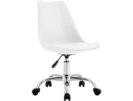 Silla De Oficina 7h seven house ruedas blanco brazos fijos polipropileno espuma pu acero escritorio con eyre 97x47x58cm 7house