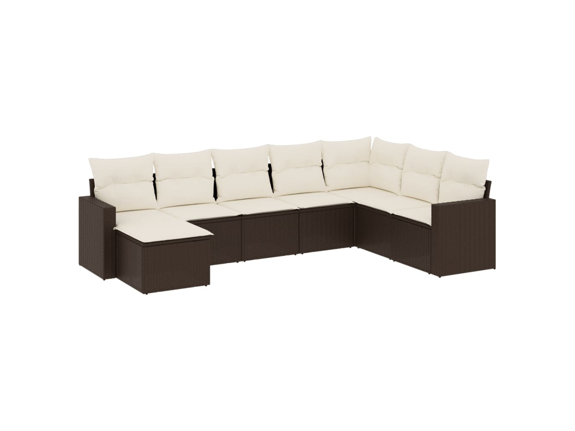 Maison Exclusive - Conjunto de sofá de jardín de 8 piezas con cojines, mimbre, marrón