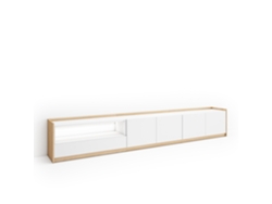 Mueble Tv, Televisión, 310x37x50cm, Para Tv Hasta 80", Led, Blanco Y Roble Soft