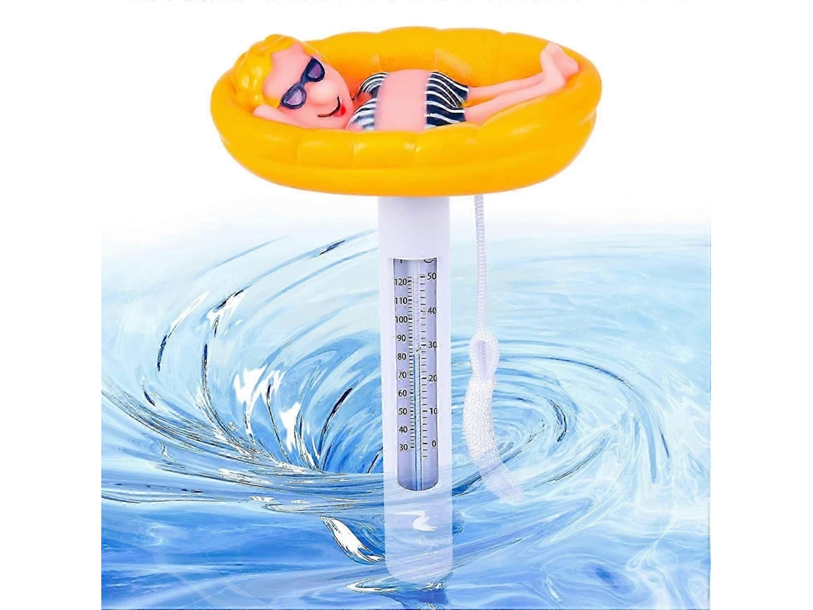 Termómetro flotante, termómetros flotantes para piscinas, termómetro de agua con forma de animal de dibujos animados con cuerda para piscinas cubiertas