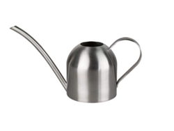 Regadera de acero inoxidable de diseño moderno y elegante, pico largo para riego preciso, resistente a rayones y con acabado pulido a mano.