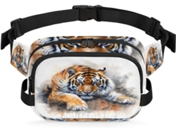 Riñonera para mujer con estampado de tigre en acuarela, 22,8 x 6,3 x 15,5 cm, diseño DIY, impermeable, alta calidad.