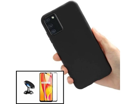 Carcasa + Protector + Soporte Samsung Galaxy A02s PHONECARE Silicona Liquida Negro