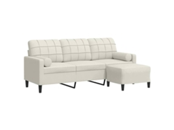 Maison Exclusive - Sofá De 3 Plazas Con Taburete De Terciopelo Crema 180 Cm