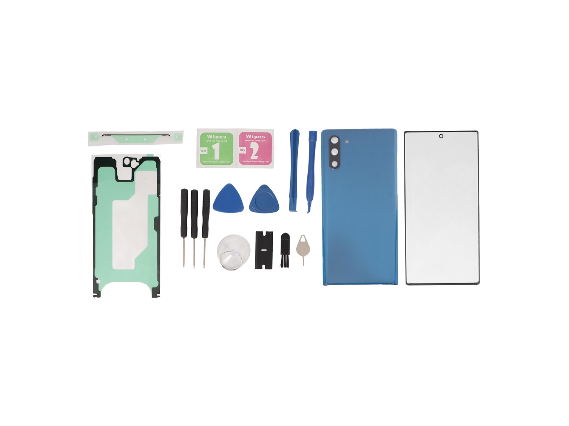 Cubre Posterior De Vidrio De Reemplazo Y Kits De Reparación De Vidrio De Pantalla Frontal Para Samsung Galaxy Note 10 Azul