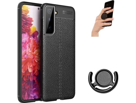 Funda, Popsocket y Soporte para Samsung S21 Plus PHONESHIELD Rugged Leather Anti Choque Negro