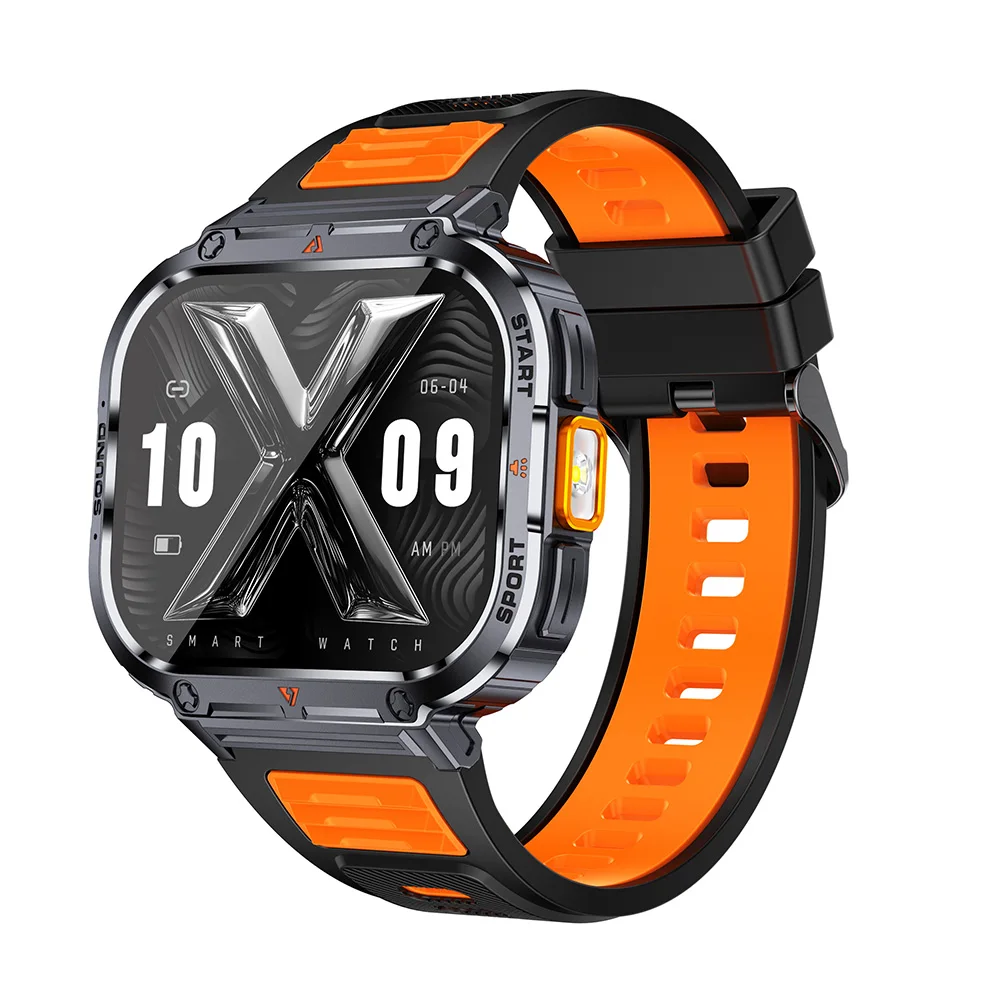 Smartwatch MDUG Bluetooth, Lanterna, Monitor de Frequência Cardíaca e Oxigênio, Laranja
