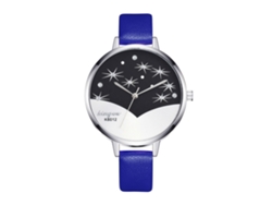 Reloj De Pulsera De Cuarzo Informal Para Mujer Con Correa De Piel Sintética Azul.