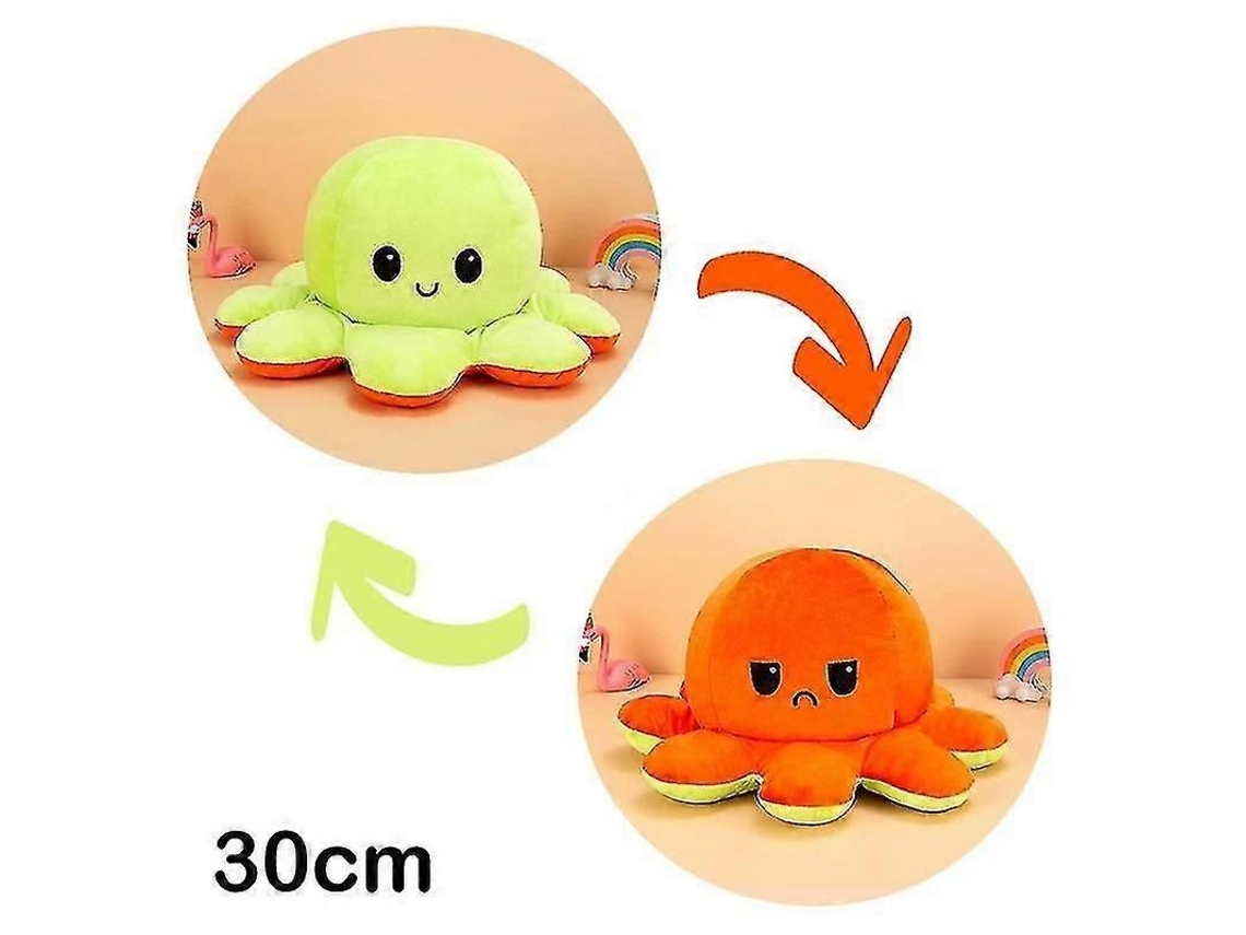 Peluche Reversible De Pulpo De 30/40 Cm Con Doble Estampado Y Diferentes Expresiones.