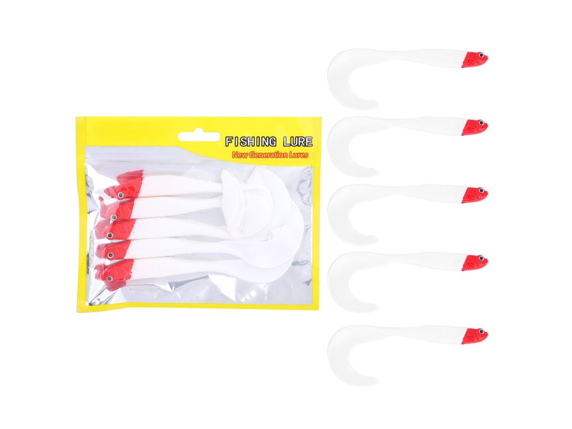 5 Piezas De Señuelos De Pesca De Natación Suaves Rojos Y Blancos De 12.5 Cm, Señuelos Artificiales Lifelike