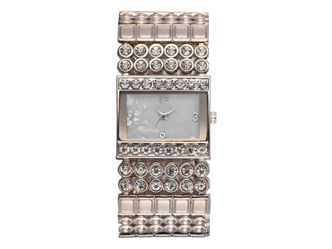 Reloj De Pulsera De Cuarzo Para Mujer Con Brazalete De Aleación, Moderno, Cuadrado, Con Diamantes De Imitación Plateados.