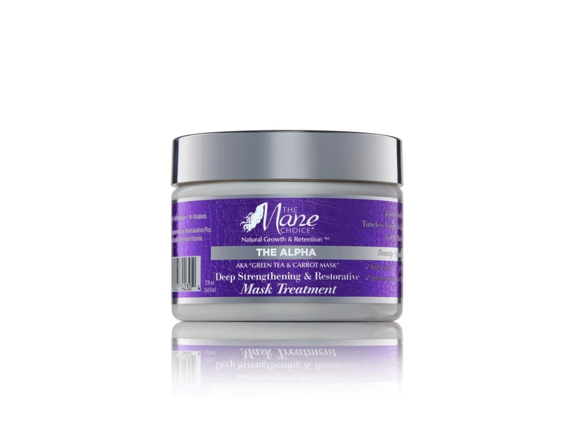 Mascarilla de tratamiento fortalecedor y restaurador profundo Alpha de té verde y zanahoria (354 ml) The Mane Choice