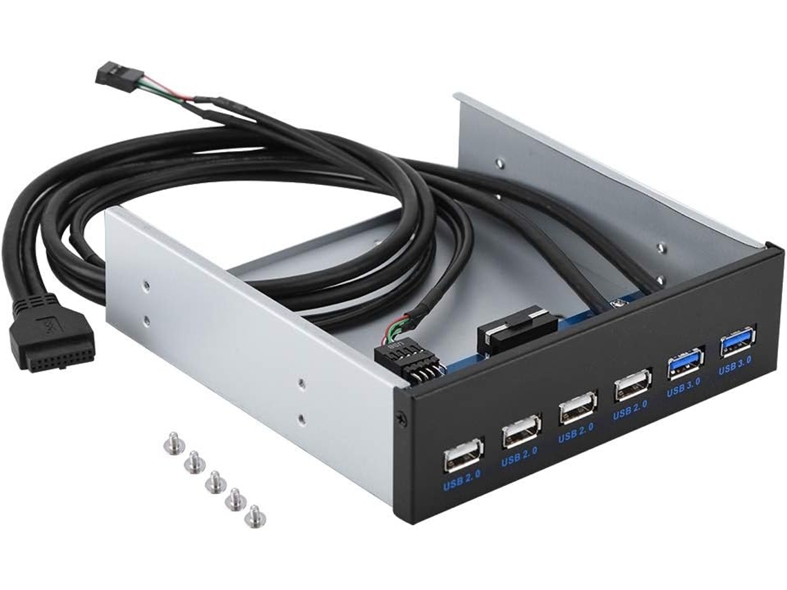 Hub USB 3.0 con panel frontal metálico, carga cómoda y eficiente para placas base con elevador. SFUSHOS
