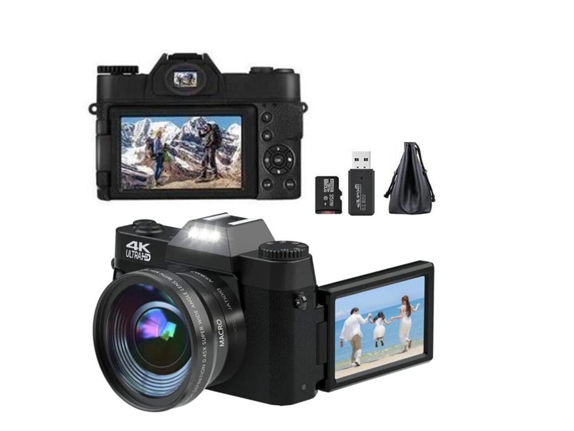 Cámara Digital SZSMART Compacta 4K 48Mp con Wifi Pantalla Ips de 3,0 180 Lente Gran Angular Lente Macro Zoom Digital 16X