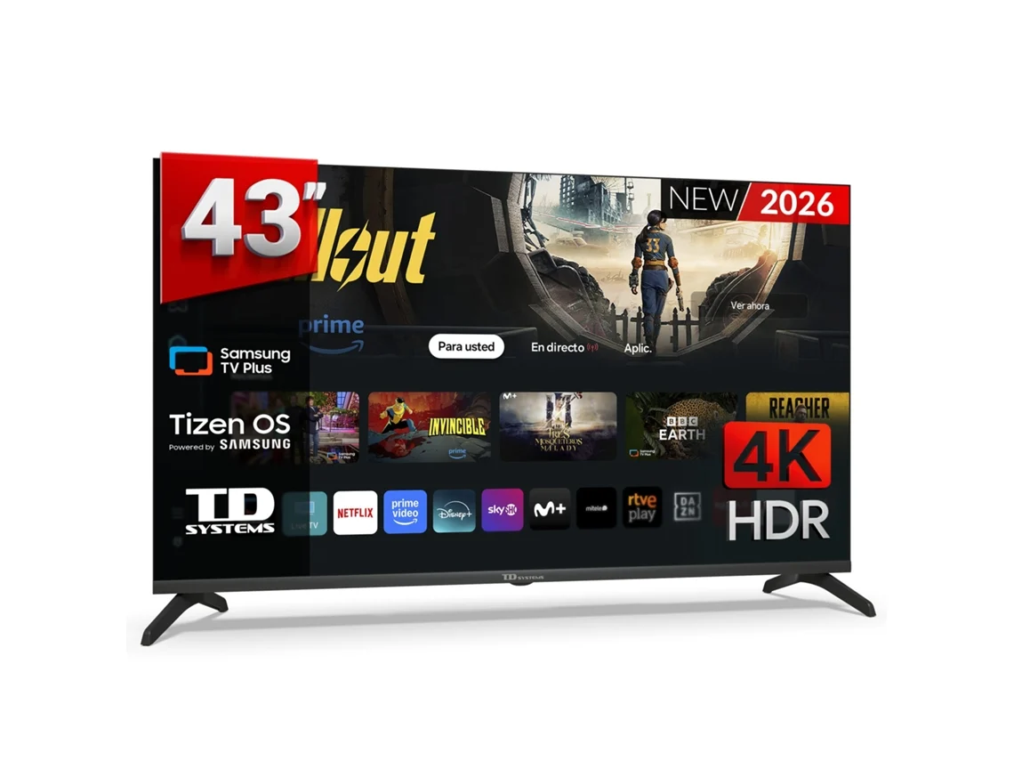 Televisor inteligente 4K de 43 pulgadas con sistema operativo Samsung Tizen OS 8.0.2026 - TD Systems M43C22Tizen