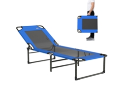 Silla Jardín Plegable 4 Posiciones, Transportable, 175x58x68cm, Azul