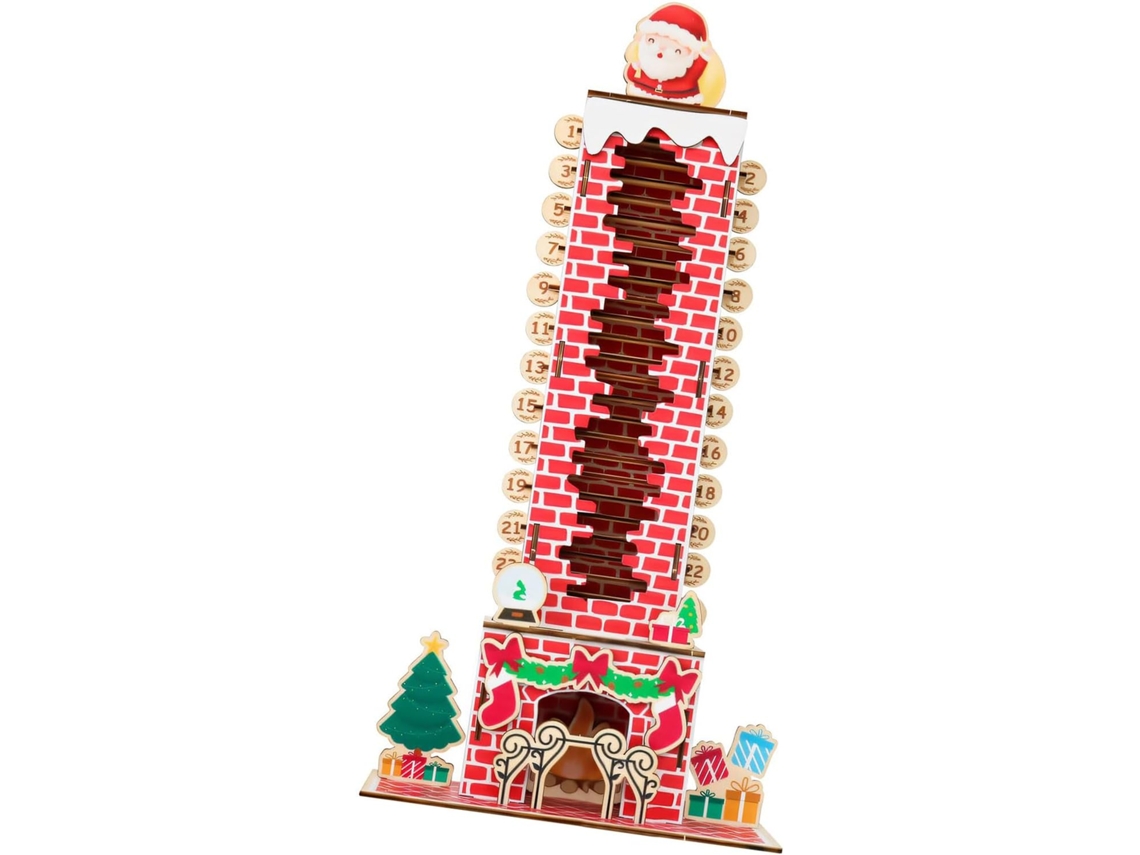Calendario De Navidad De Madera Con Forma De Papá Noel Para Chimenea