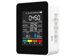 Detector Numérico De Calidad Del Aire 5 En 1, Co2 Hcho Tvoc, Monitor De Temperatura Y Humedad