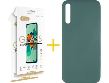 Kit Funda + 2 Protectores de Pantalla Samsung Galaxy A50 ACCETEL Silicona Líquida (Verde)