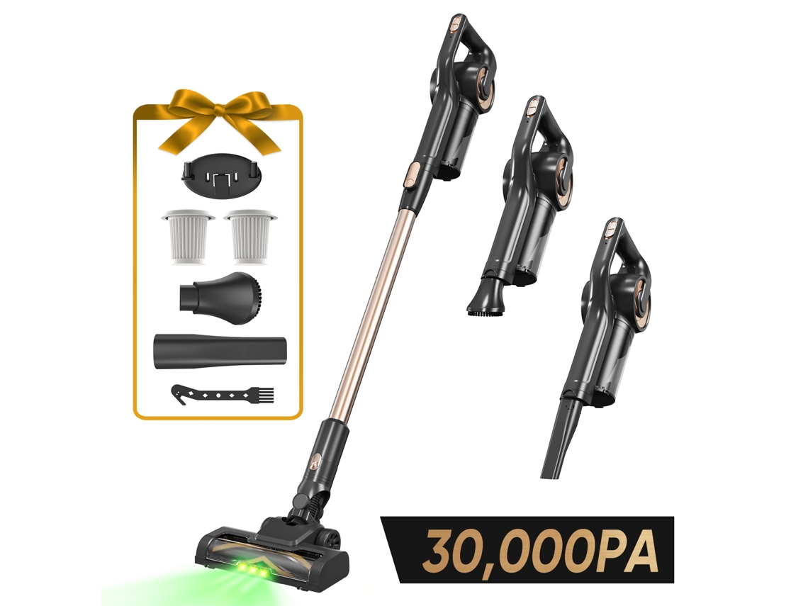 Aspiradora inalámbrica LAMZIEN 30000PA/40 min con depósito de 1.3L, cepillo antienredos, LED, filtro HEPA, para todo tipo de suelos