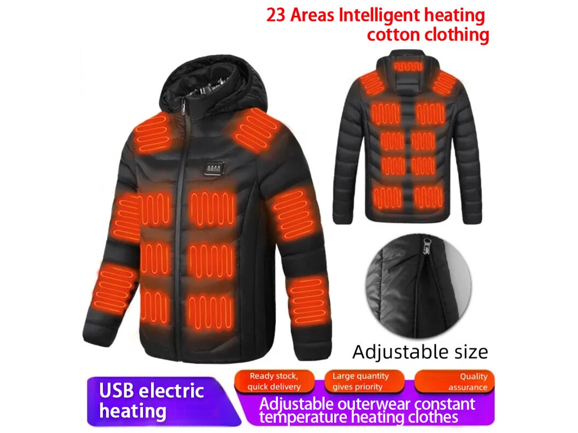 Chaqueta Térmica Inteligente Con Capucha Para Hombre S/mtengoo Hz-23 De 23 Zonas Con Cremallera Y Tamaño Ajustable Carga Usb
