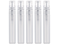 5 Atomizadores Perfume 8ml Blancos, Botellas Spray Viaje Plástico
