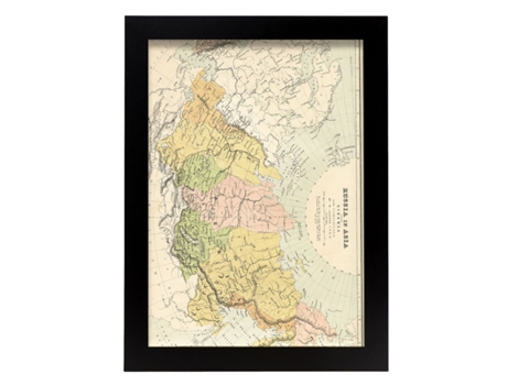 NACNIC Pósters Geográficos En Estilo Vintage. Mapa De Rusia. Ilustraciones De Antiguos Mapamundis En Tonos Sepia. Tamaño A4, Con Marco Color Madera...
