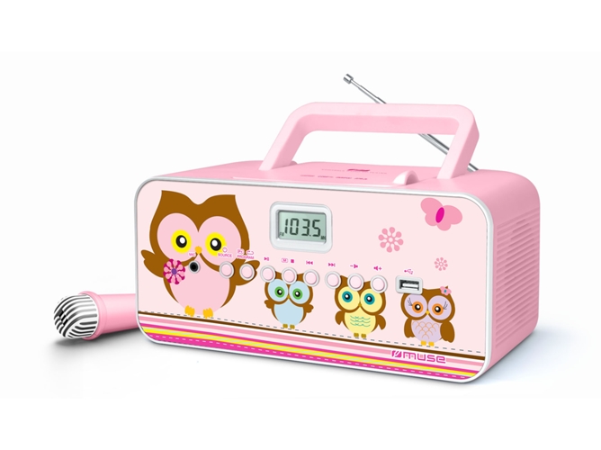 Radio Boombox c/ Lector CD MUSE M-29 KP (Rosa - PLL - FM/MW - Pilas y Corriente)
