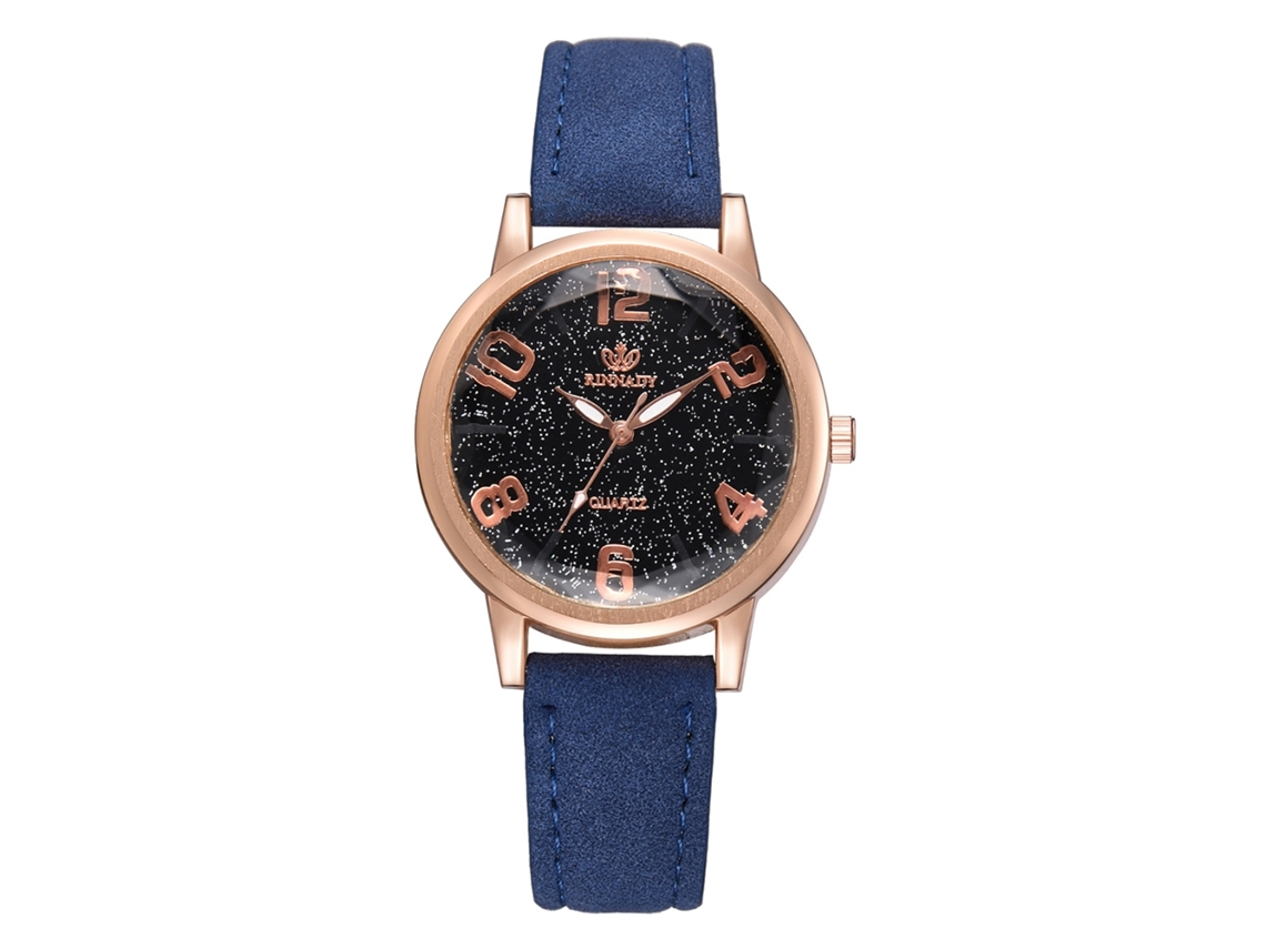 Reloj De Pulsera De Aleación Para Mujer Con Correa De Pu, Estilo Sencillo, Esfera Redonda, Cuarzo Azul.
