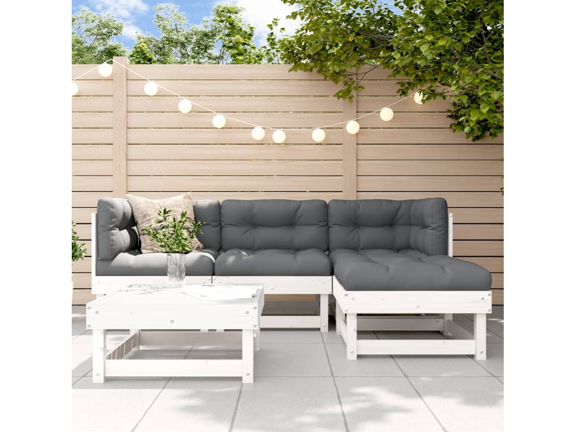 Pcs Conjunto Lounge De Jardim Madeira De Pinho Maciça Branco Dkd Home Decor
