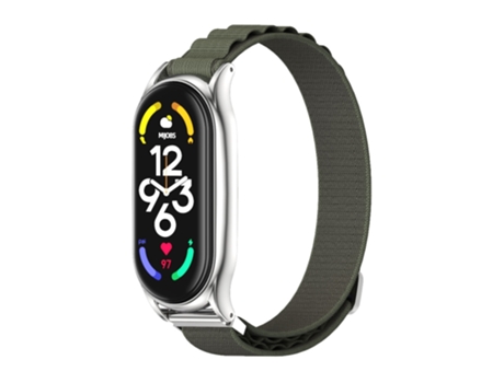 Correa de reloj inteligente para Xiaomi Mi Band 6/5/4/3 MIJOBS PLUS Correa de reloj de nailon transpirable (verde militar plateado)