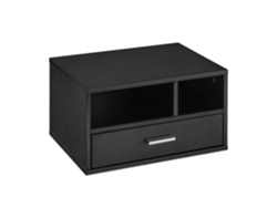 Relaxdays Soporte Impresora Para Escritorio, Estante Mesa Con Cajón, Organizador 3 Compartimentos, 22x40x30 Cm, Negro