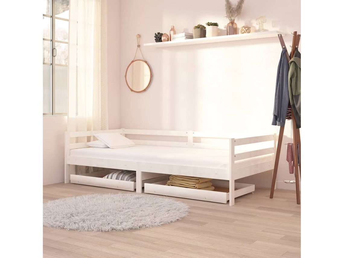 Cajones Para Sofá Cama 2 Piezas Blanco Madera Maciza De Pino