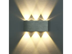 Aplique Led Rectangular De Aluminio Escovado 6w Luz Cálida, 6 Focos, Diseño Moderno Para Decoración Interior
